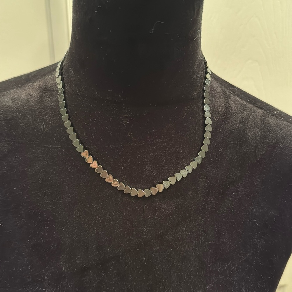 Hematite heart necklace